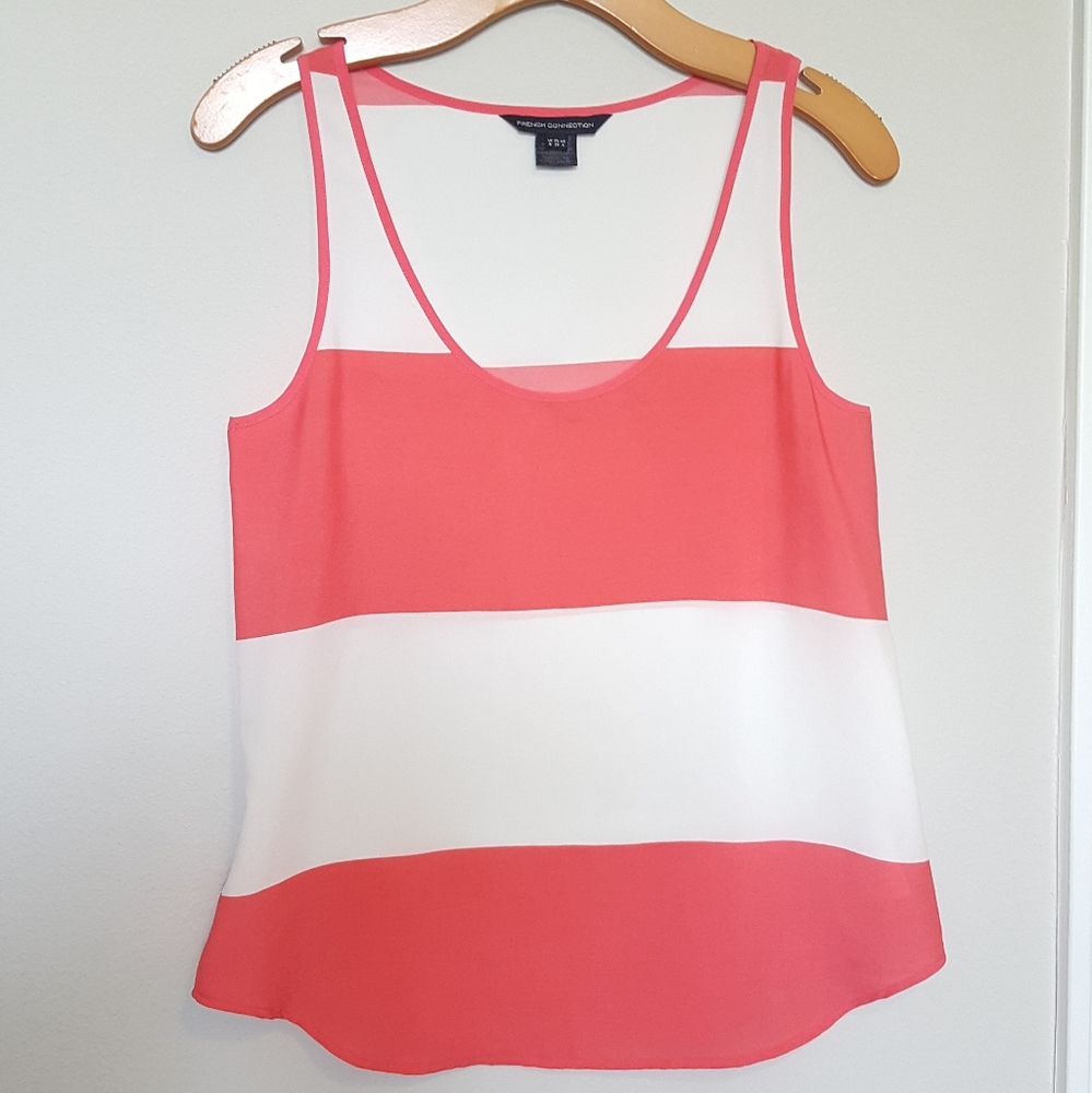 French Connection Coral Stripe Tank Top